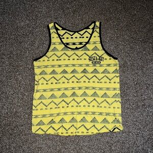 Siesta Key Beach Miami Style Yellow Black Geometric Design Tank Top